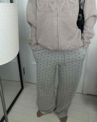 Dot Pattern Wide Straight Pants