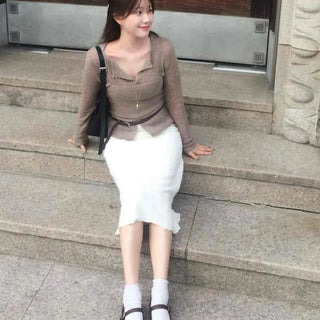 Cozy Slim Fit Lace Midi Skirt