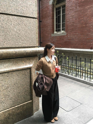 V-neck Shirt Layered Crop Cardigan
