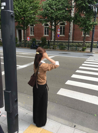 V-neck Shirt Layered Crop Cardigan