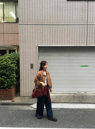 Oversized Suede Zip-up Blouson Jacket