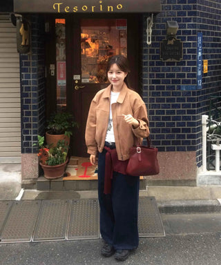 Oversized Suede Zip-up Blouson Jacket