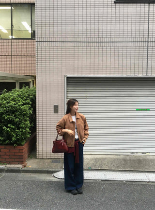 Oversized Suede Zip-up Blouson Jacket