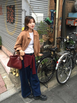 Oversized Suede Zip-up Blouson Jacket