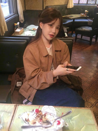 Oversized Suede Zip-up Blouson Jacket