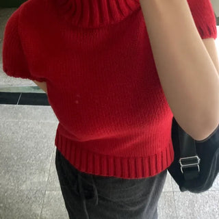 Half-zip Turtleneck Short Sleeve Knit