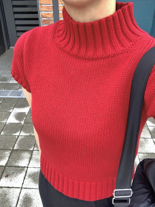 Half-zip Turtleneck Short Sleeve Knit