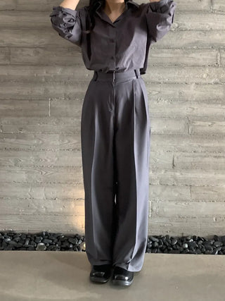 Double-pleated Wide Pintuck Semi-Overfit Slacks
