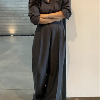 Double-pleated Wide Pintuck Semi-Overfit Slacks