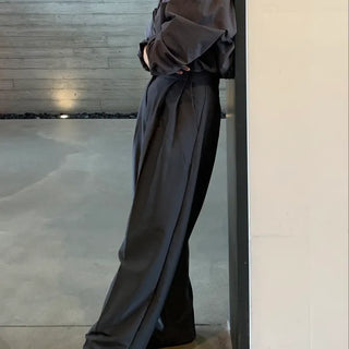 Double-pleated Wide Pintuck Semi-Overfit Slacks