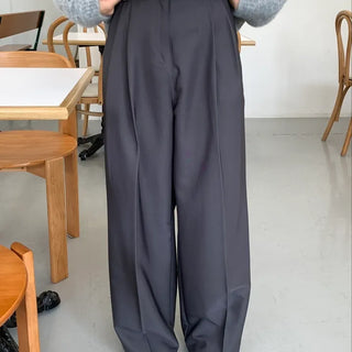 Double-pleated Wide Pintuck Semi-Overfit Slacks