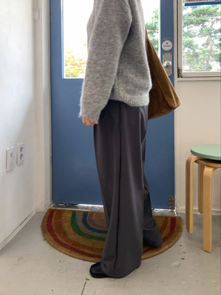 Double-pleated Wide Pintuck Semi-Overfit Slacks