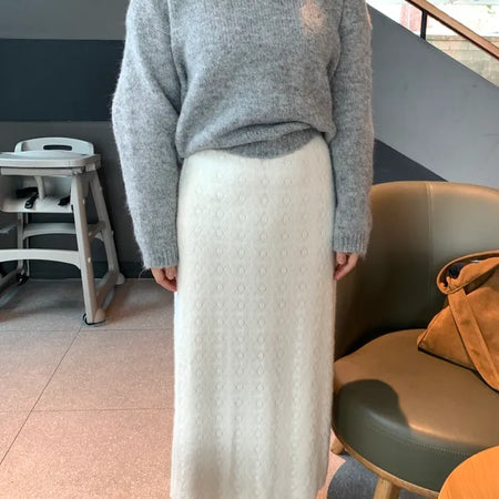 Knit Pattern A-Line Long Skirt