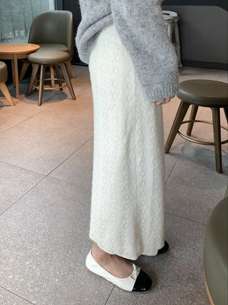 Knit Pattern A-Line Long Skirt