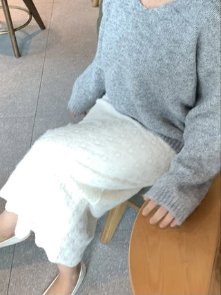 Knit Pattern A-Line Long Skirt