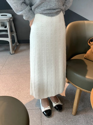 Knit Pattern A-Line Long Skirt