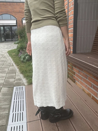 Knit Pattern A-Line Long Skirt