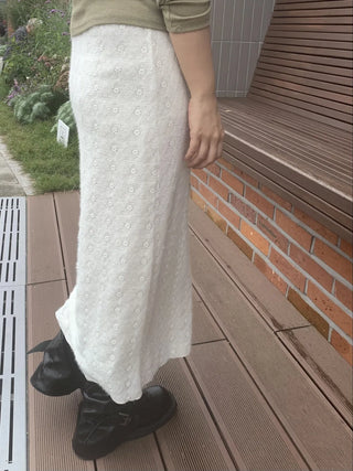 Knit Pattern A-Line Long Skirt