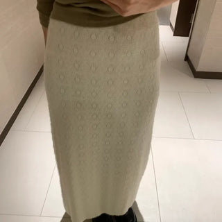 Knit Pattern A-Line Long Skirt