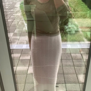 Knit Pattern A-Line Long Skirt