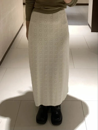 Knit Pattern A-Line Long Skirt