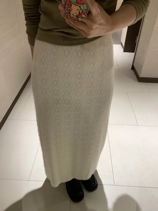 Knit Pattern A-Line Long Skirt