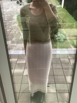 Knit Pattern A-Line Long Skirt