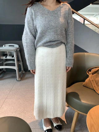 Knit Pattern A-Line Long Skirt