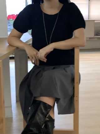 Basic Round Neck Slim Fit Short Sleeve Knit