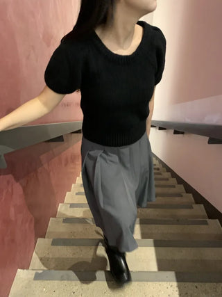 Basic Round Neck Slim Fit Short Sleeve Knit