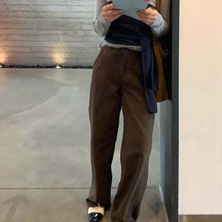 High-rise Double-pleated Loose-fit Slacks