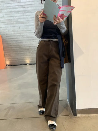 High-rise Double-pleated Loose-fit Slacks