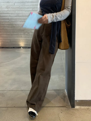 High-rise Double-pleated Loose-fit Slacks