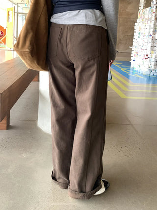High-rise Double-pleated Loose-fit Slacks