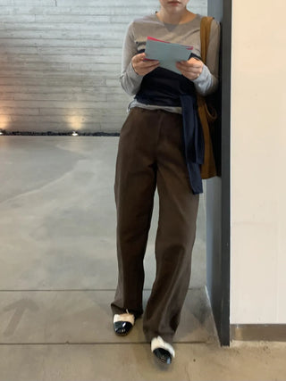 High-rise Double-pleated Loose-fit Slacks