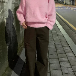 High-rise Double-pleated Loose-fit Slacks