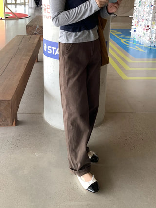 High-rise Double-pleated Loose-fit Slacks