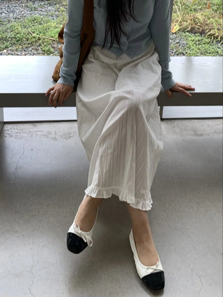 Pleated See-through Elastic Waist Maxi Skirt