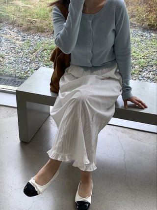 Pleated See-through Elastic Waist Maxi Skirt