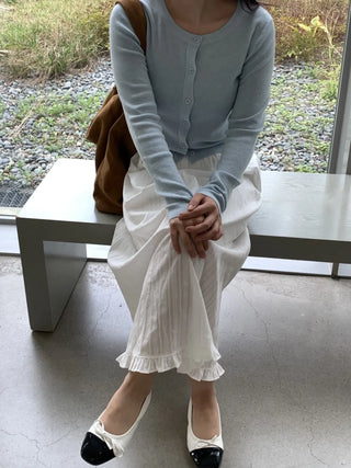 Pleated See-through Elastic Waist Maxi Skirt