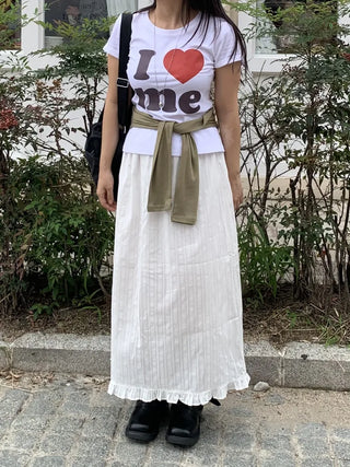 Pleated See-through Elastic Waist Maxi Skirt
