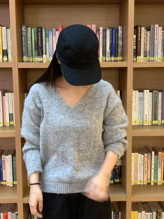 V-neck Angora Blend Loose Fit Knit