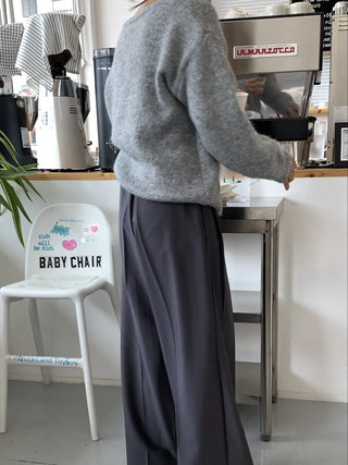 V-neck Angora Blend Loose Fit Knit