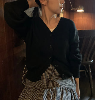 Loose Fit V-Neck Knit Cardigan
