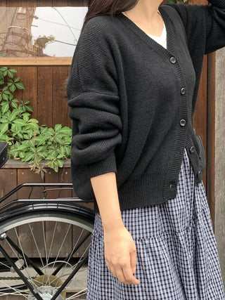 Loose Fit V-Neck Knit Cardigan