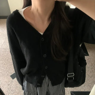 Loose Fit V-Neck Knit Cardigan