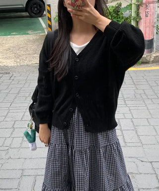 Loose Fit V-Neck Knit Cardigan