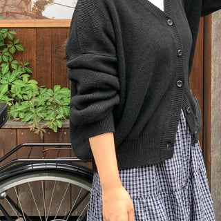 Loose Fit V-Neck Knit Cardigan