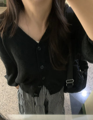 Loose Fit V-Neck Knit Cardigan