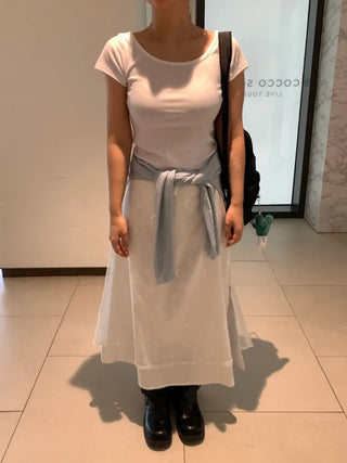 Layered Dot Pattern Wrap Long Skirt